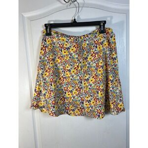 TOAD&CO Skirt Floral Print Yellow Red Blue L Lightweight Built-in Shorts